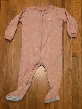 5/$20 Pekkle 18M Pink Floral Onsie Footed Zipper Sleeper Pajamas